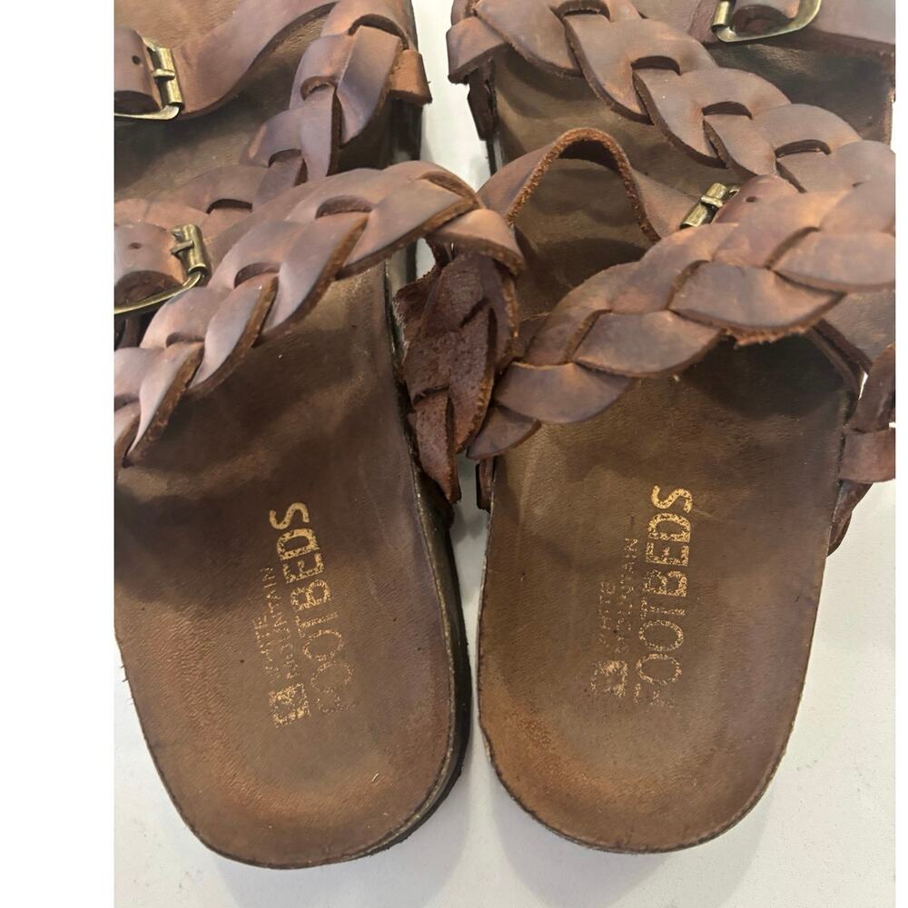 White Mountain Holland leather sandal footbeds sz 7.5 W boho Brown braided - Picture 6 of 8